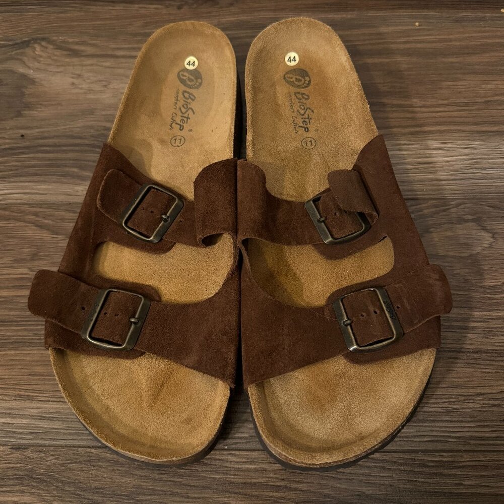 NEW Men's Sandal Biostep Leather Suede Comfort Strap Tan Birkenstocks Style 44